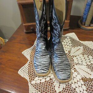 Ladies' ROPER Black/Silver Sparkly Western Boots Sz 6